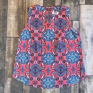 Verse Paisley Sleeveless Top - Pink and Blue